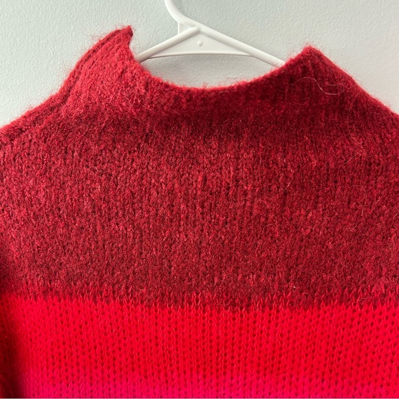 Rag & Bone Holland Funnel Neck Sweater in Burgundy Stripe Wool and Alpaca Size S - Picture 11 of 12